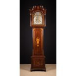 A 19th Century Oak and Inlaid Mahogany Longcase Clock with eight day movement striking a bell.