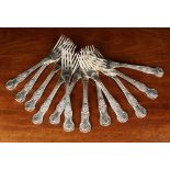 Twelve George III Double Shell & Laurel Pattern Silver Forks with engraved crests approx 6¾" (17