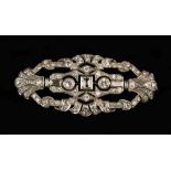 A Beautiful Art Deco Diamond and Platinum Brooch in its original box, marked S J Phillips,