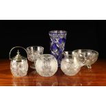 A Group of Vintage Cut Crystal Glassware: A globular bowl 6" (15 cm) high. A jug 6¾" (17 cm) high.