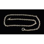 A Long Silver Belcher Chain Link Necklace with T-bar & ring fastener,