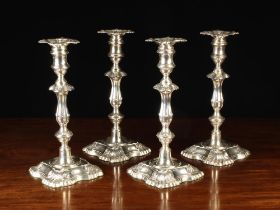 A Set of Four Late Victorian Silver Candlesticks by William Hutton & Sons Ltd,