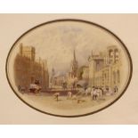 A Charming 19th Century Finely Executed Watercolour Sketch of Oxford High Street,
