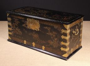 A Large and Fine 19th Century Japanned Camphor-wood Travel Trunk.