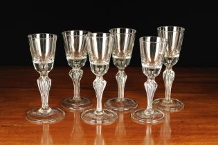 A Set of Six Georgian Glass Wine Goblets.