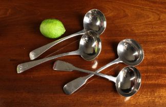 Two Pairs of Georgian Silver Sauce Ladles by William Eley I & William Fearn 1816 and 1823.