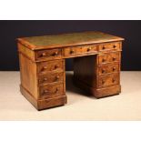 A Fine Victorian Figured Walnut Pedestal Desk.