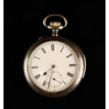 A Gun Metal Chiming Pocket Watch with Quarter Repeat. The 1¾" (4.