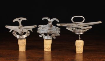 Three Lever Corkscrews: An English Nickel-plated corkscrew circa 1884 marked 'N.D.