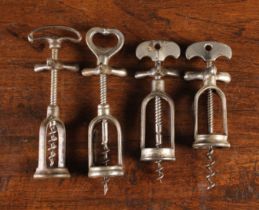 Four French 'Perille' Type Open Framed Corkscrews, Circa 1900.