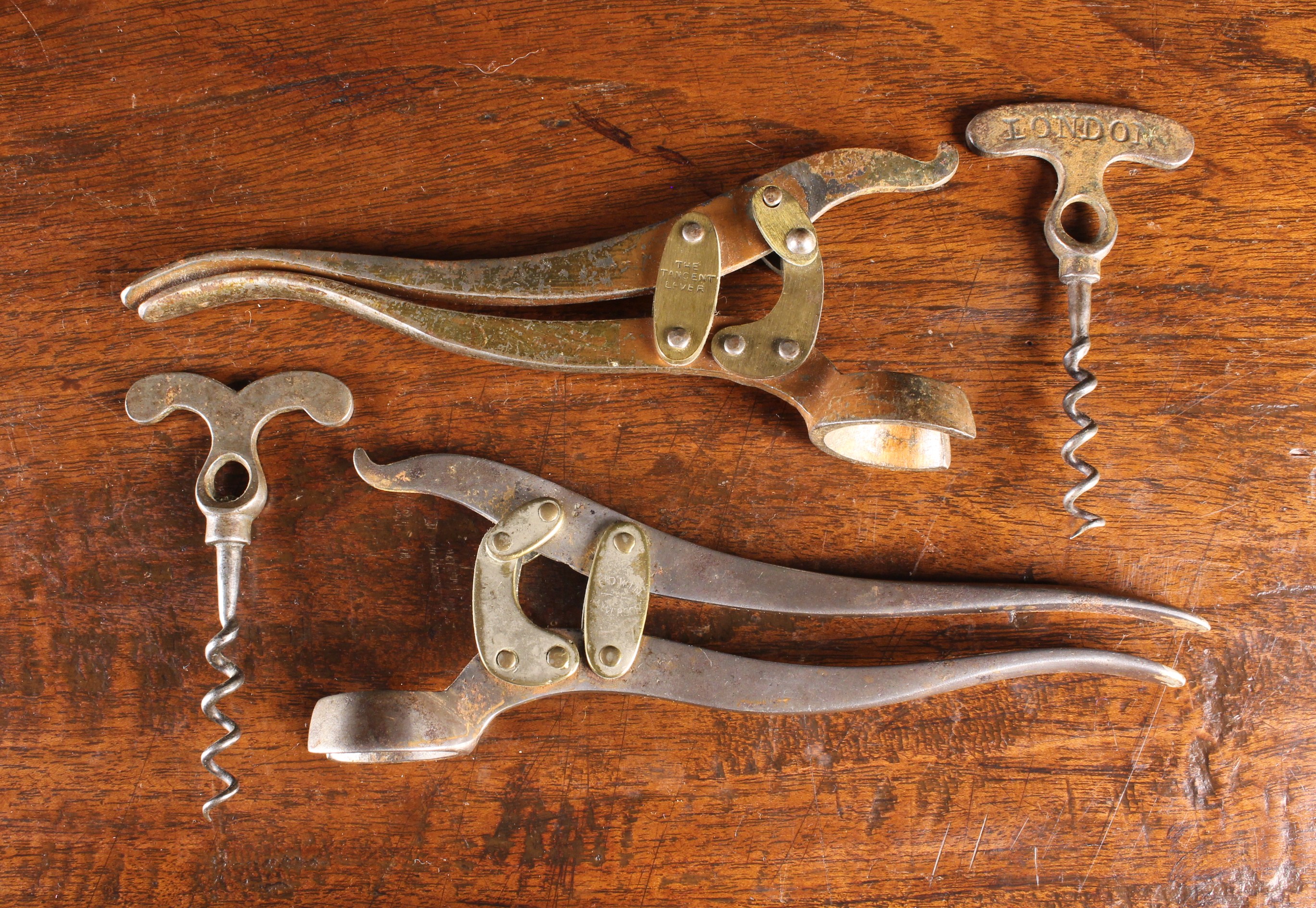 Two Edwin Wolverson Design Two Part Lever Corkscrews: One marked 'THE TANGENT LEVER', - Image 3 of 3