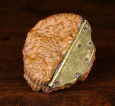 A Rare Late 18th/Early 19th Century Burr-wood Snuff Box in the form of a crocodile's head;