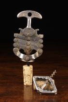 Two Nickel Plated Steel Corkscrews: A French Concertina-type 'Zig-Zag' Lever Corkscrew in original