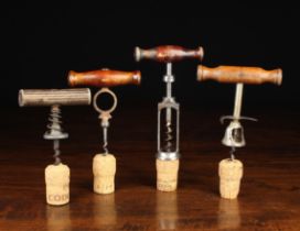 Four Wooden handled Corkscrews: A straight-pull 'Holborn Signet' corkscrew circa 1880,