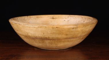 A Large 19th Century Sycamore Dairy Bowl of pleasing milky pale colour and fine patination,