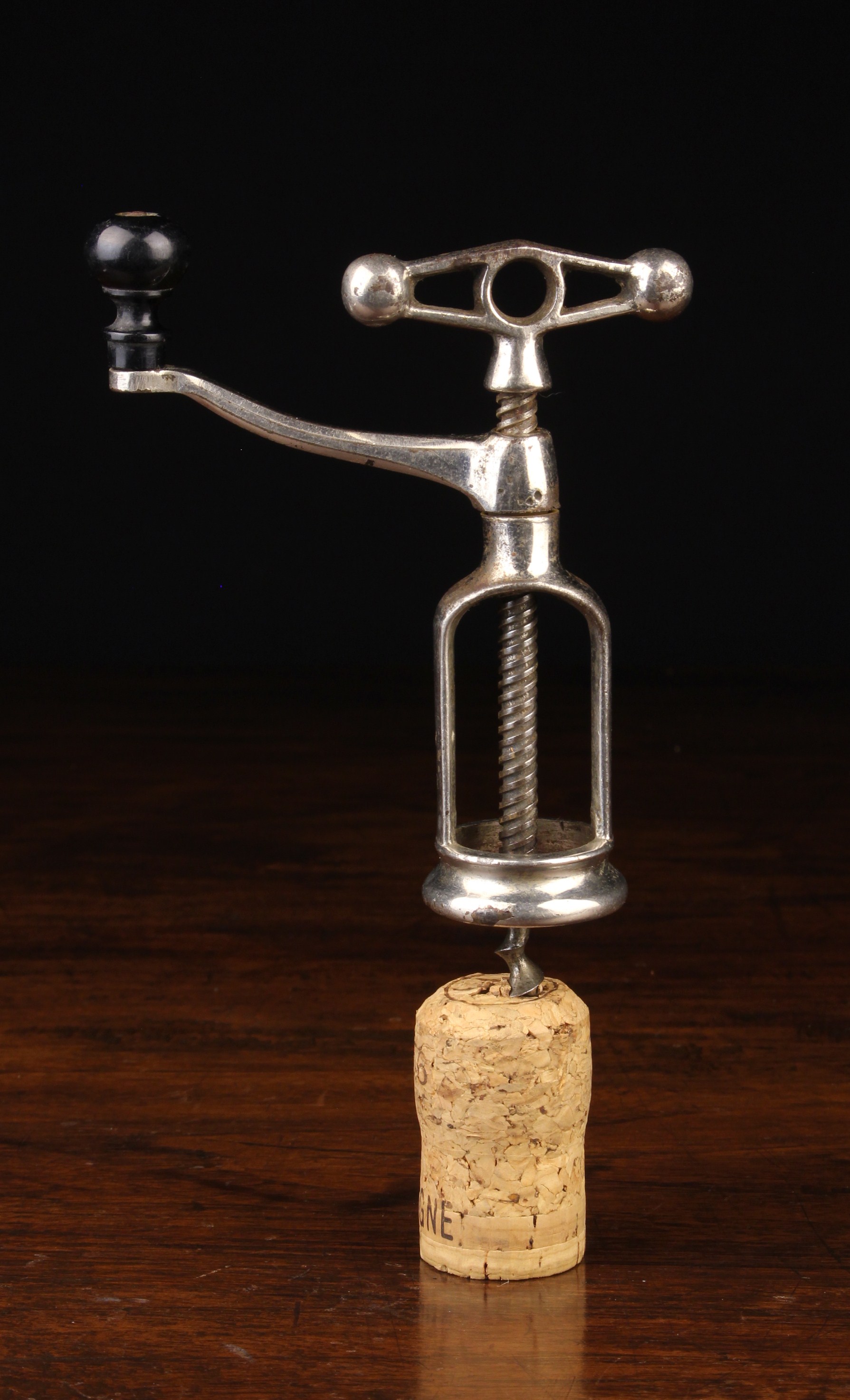 A Late 19th Century French Coffee-Grinder type framed Corkscrew attributed to JH Perille Paris