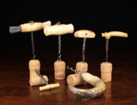 Six Various Anatomical Handled Corkscrews: A straight pull corkscrew circa 1870,