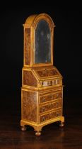 A Delightful Miniature Reproduction Model of a Queen Anne Burr Walnut Bureau Cabinet inlaid with