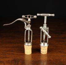 Two 19th Century Framed French Corkscrews: One a "PRESTO" Paris lever corkscrew,