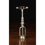 A Framed French J H Perille type Corkscrew of plated steel marked DIAMONT JP PARIS.