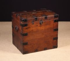 A 19th Century Wooden Travelling Chest of rectangular form bound with iron corner brackets and