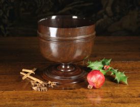 A Large 17th Century & Later Turned Lignum Vitae Wassail Bowl.