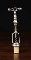A Framed French J H Perille type Corkscrew marked DIAMONT JP PARIS with nickel plating.