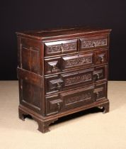 An 18th Century Geometrcially Moulded & Carved Oak Chest of Drawers.