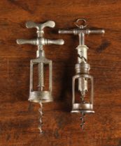 Two Framed Corkscrews: A German Freidrich Kummer-type 1880 patent double action corkscrew,