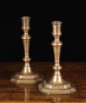 A Pair of French Bronze Alloy Candlesticks, Circa 1700.