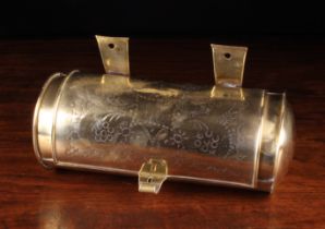 A Fine 18th Century Cylindrical Sheet Brass Candle Box with punched decoration and engraved