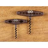 Two Late 19th Century German made Miniature 'Culp' or 'Hollweg' Corkscrews.