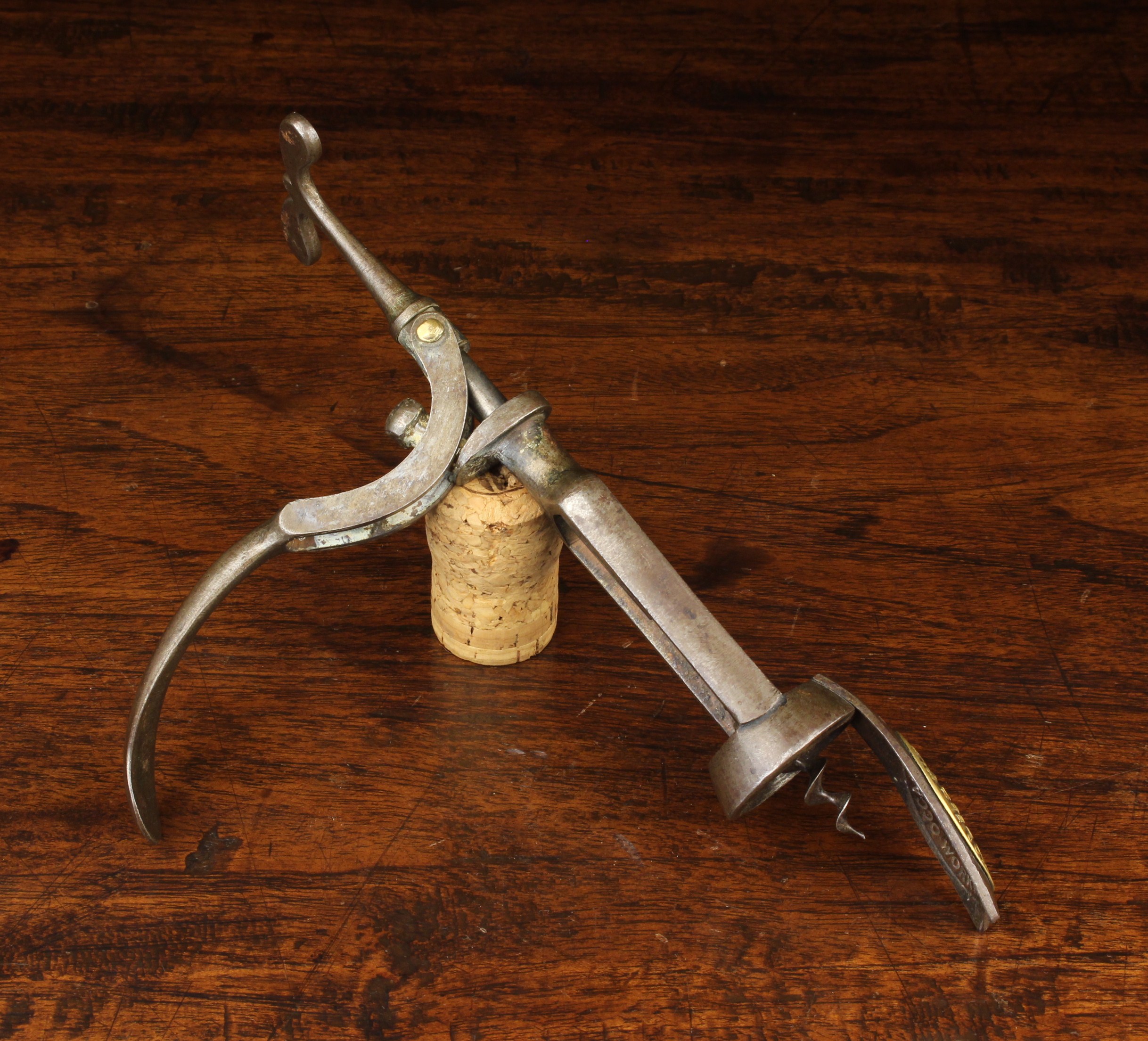 A Chas Hulls Patent Royal Club Single Lever Corkscrew with a brass badge marked "C. - Image 2 of 7