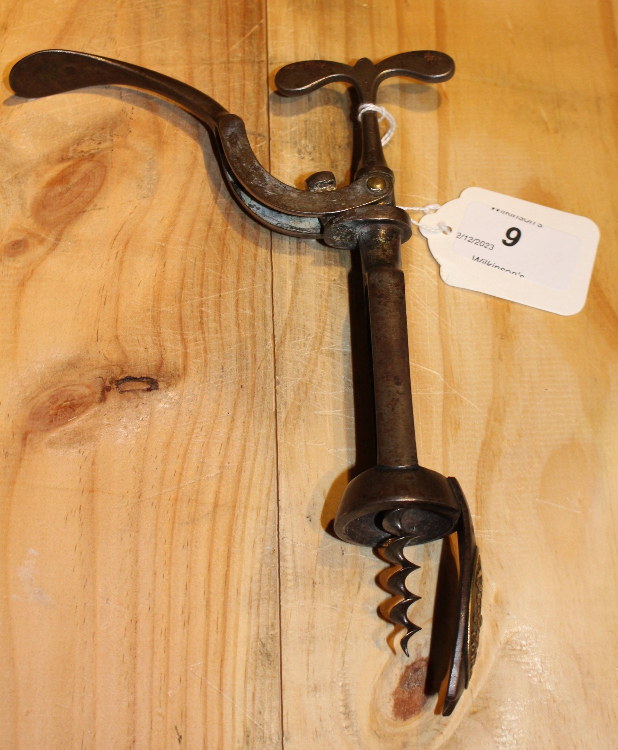 A Chas Hulls Patent Royal Club Single Lever Corkscrew with a brass badge marked "C. - Image 7 of 7