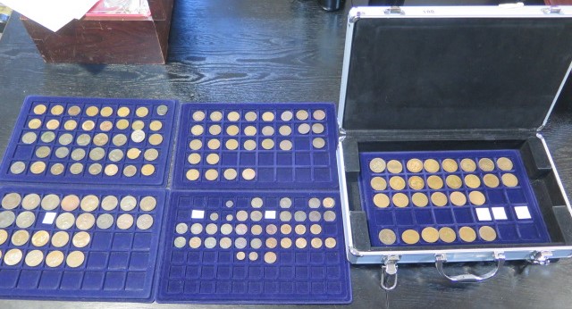 A good collection of Farthings dating from Charles I to Elizabeth II, Halfpennies from William III