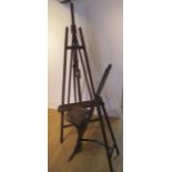 A folding artist easel by Lechertier Barbe & Co, London - adjustable height, and an adjustable