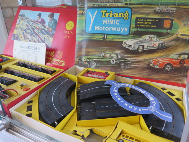 A Tri-ang OO gauge R3A train set - boxed and a Tri-ang Minic Motorways bus set - boxed