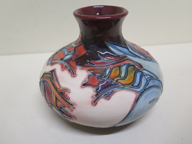 A Moorcroft red tulip squat vase - Height 10cm - some crazing to base - Image 2 of 3