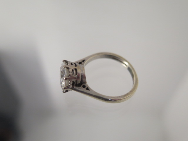 A 9ct white gold Moissanite ring 1cm diameter - ring size M - approx weight 4 grams - Image 2 of 2