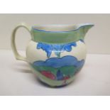 A Clarice Cliff Bizarre Rudyard pattern jug - Height 15cm - in good condition