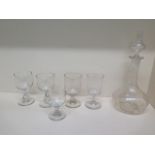 A pair of 19th century bell shaped wine glasses, a Victorian 1/2 pint rummer, two other 19th century