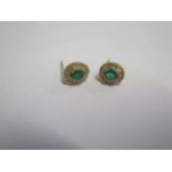 A pair of gilt metal diamond earrings - 10mm x 8mm - approx weight 2 grams