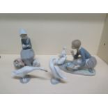 Two Lladro girl and geese groups and two single geese - all good, no boxes