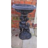 A cast iron figural bird bath - Height 73cm