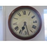A large mahogany wall clock with an 18 inch painted dial and chain driven fusee movement -