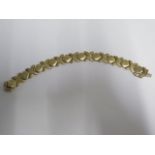 A 14ct yellow gold bracelet - Length 19cm x 1.4cm wide - approx weight 14.6 grams - good condition