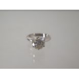 An 18ct white gold diamond solitaire ring approx 3.5ct - 10mm x 6.3mm - ring size M/N - diamonds