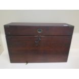 A 19th century oak brass cornered campaign travel box with key - Height 38cm x 58cm x 19cm