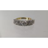 An 18ct yellow gold five stone diamond ring, each stone approx 0.70ct, approx 5.8mm x 3.6mm - ring