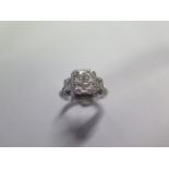 A Vera Wang 18ct white gold diamond cluster ring - total diamond weight 0.95ct - ring size N -